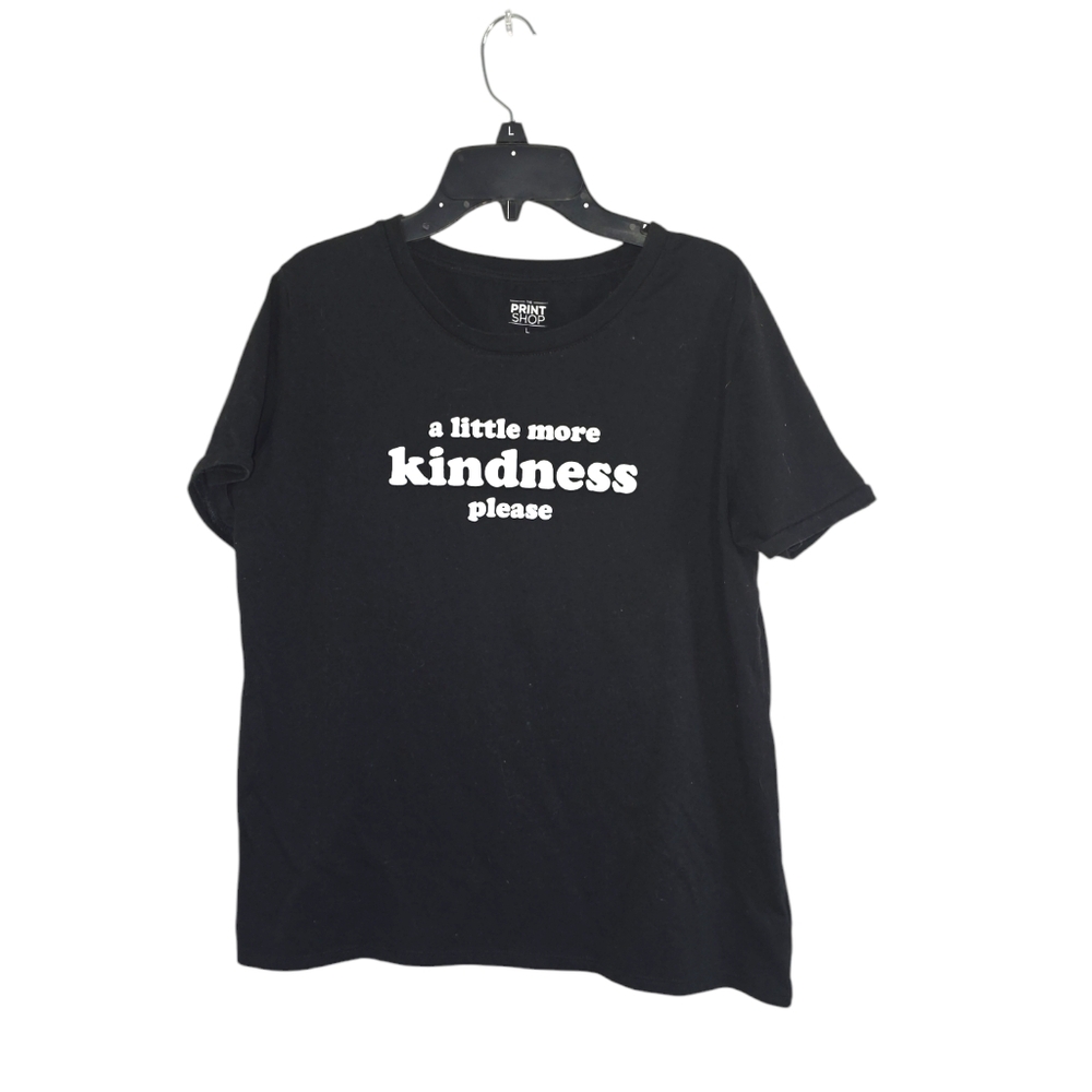 The print shop Women's black tshirtLarge60% cotton, 40% polyester Made in ch